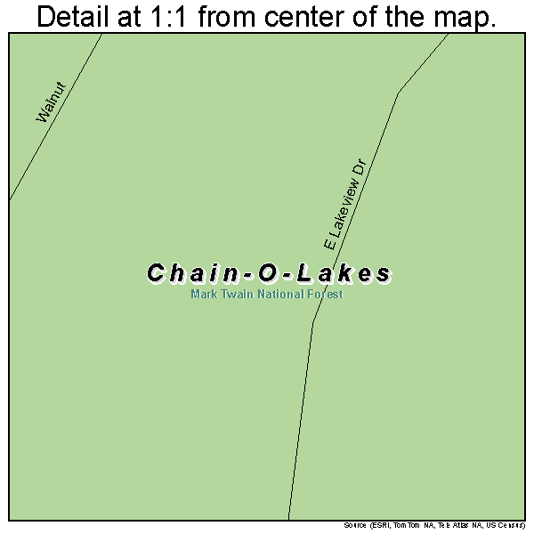 Chain-O-Lakes, Missouri road map detail