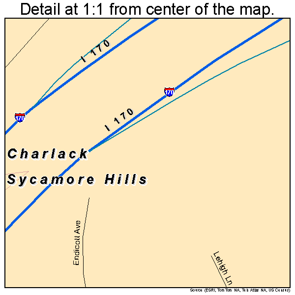 Charlack, Missouri road map detail