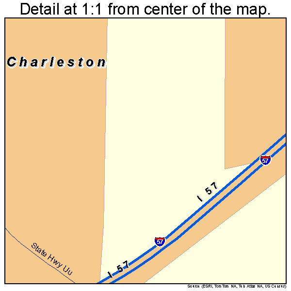 Charleston, Missouri road map detail