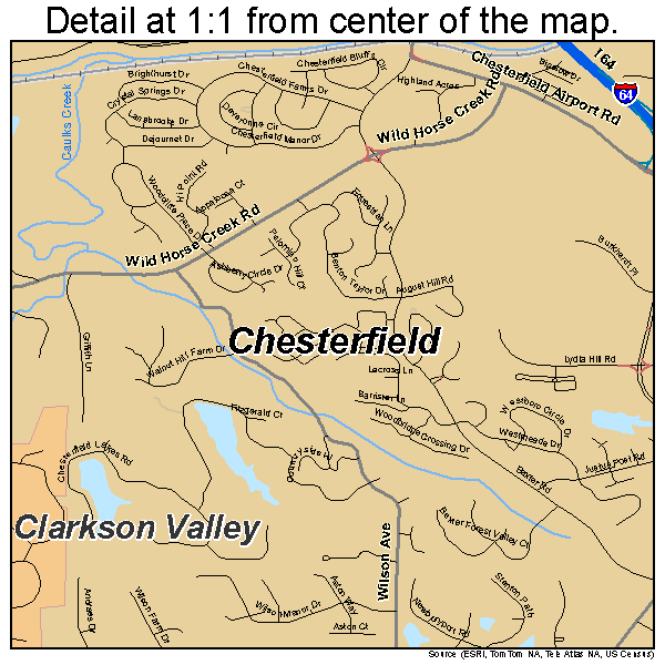 Chesterfield, Missouri road map detail