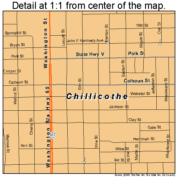 Chillicothe, Missouri road map detail