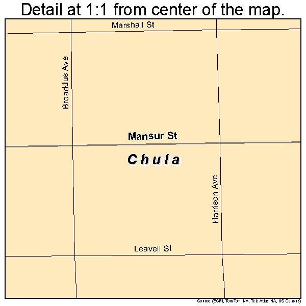 Chula, Missouri road map detail