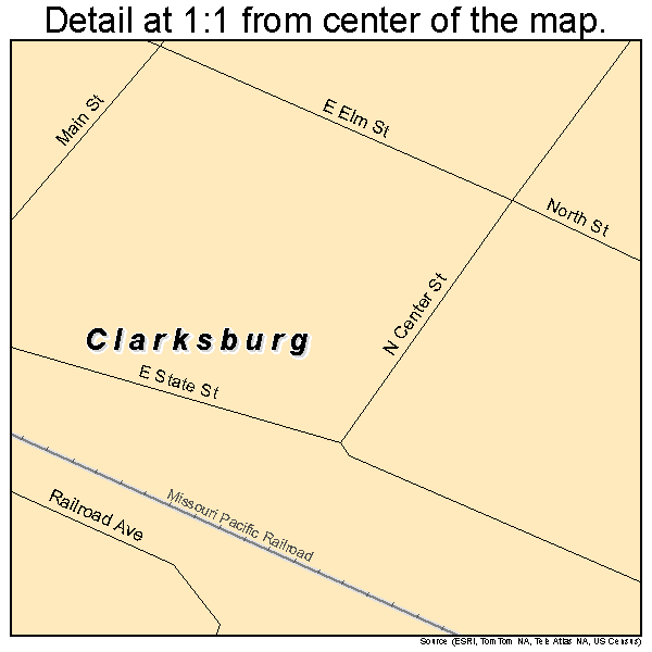 Clarksburg, Missouri road map detail