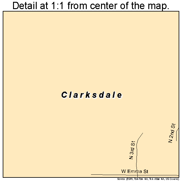 Clarksdale, Missouri road map detail