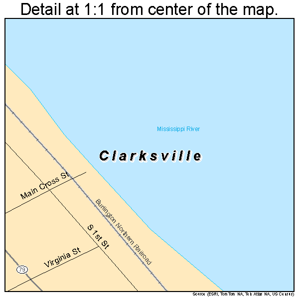 Clarksville, Missouri road map detail