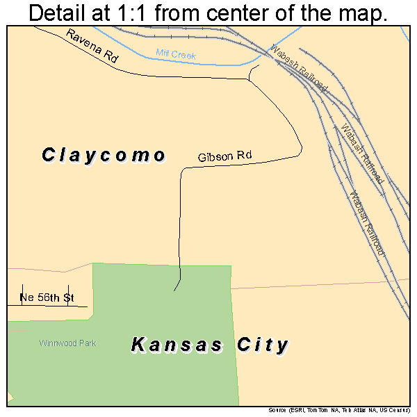 Claycomo, Missouri road map detail