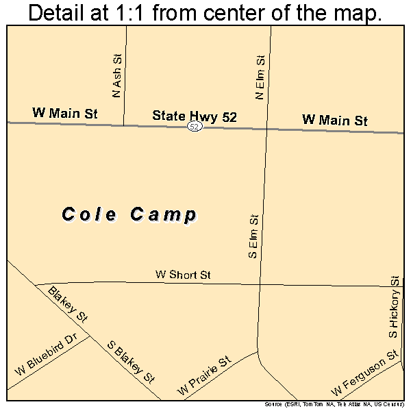 Cole Camp, Missouri road map detail