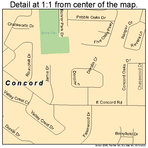 Concord, Missouri road map detail