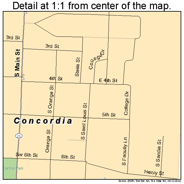 Concordia, Missouri road map detail