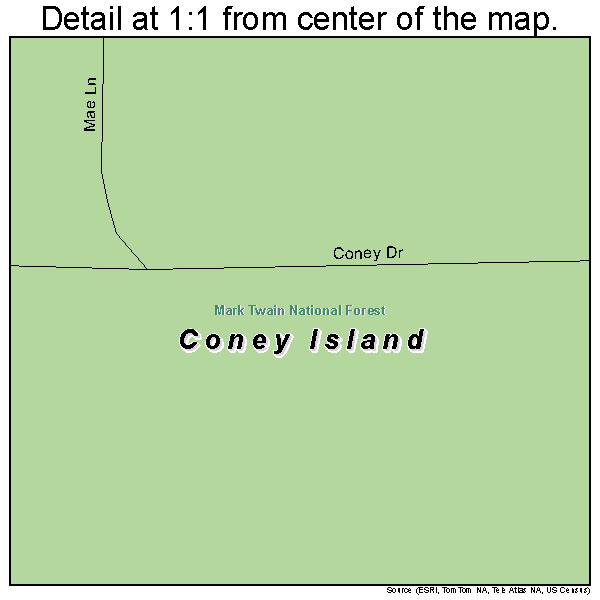 Coney Island, Missouri road map detail
