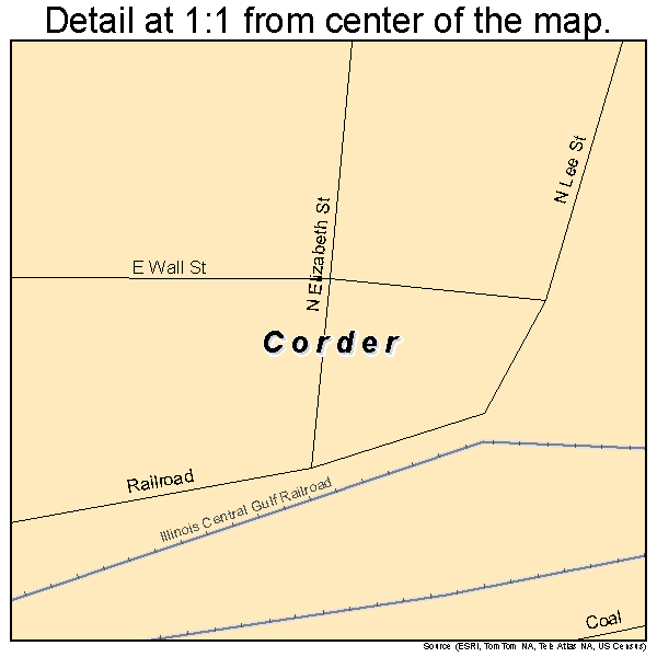 Corder, Missouri road map detail
