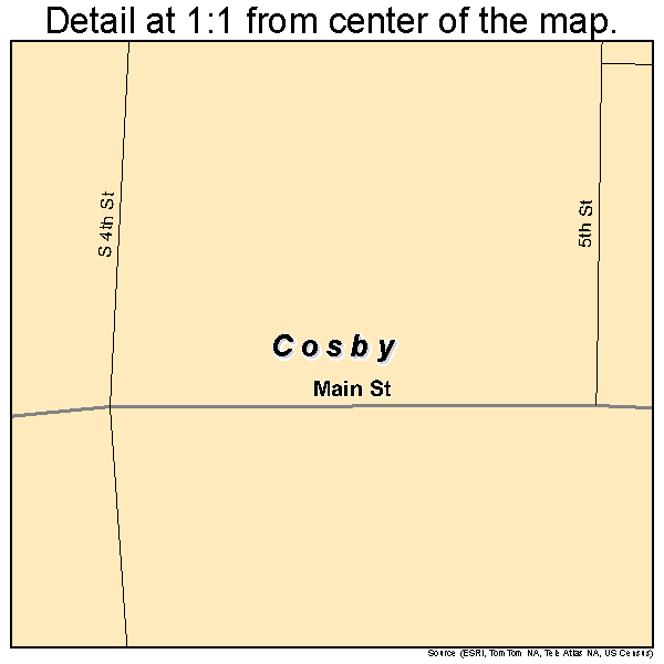 Cosby, Missouri road map detail