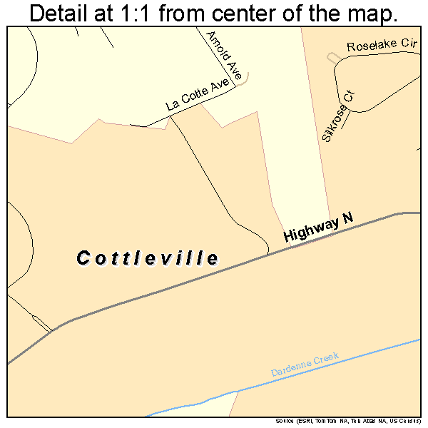 Cottleville, Missouri road map detail