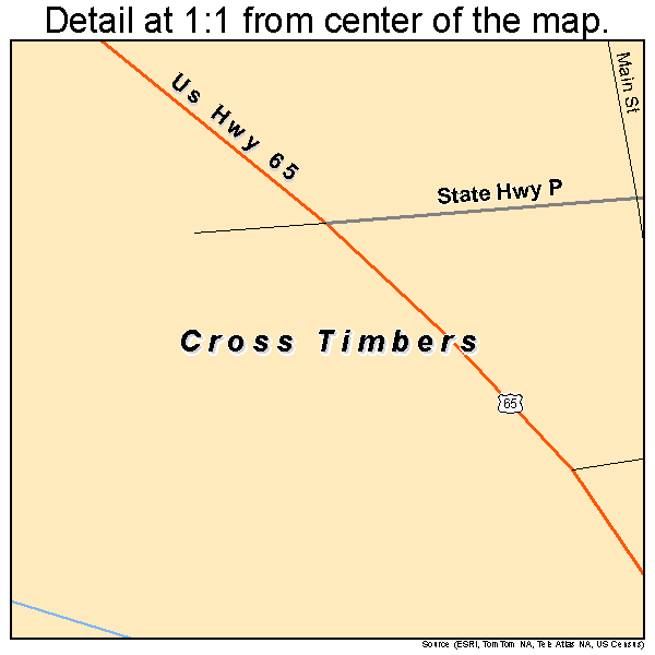 Cross Timbers, Missouri road map detail