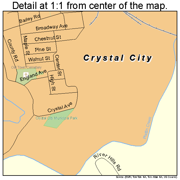 Crystal City, Missouri road map detail