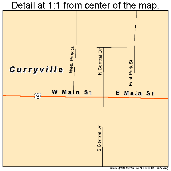 Curryville, Missouri road map detail