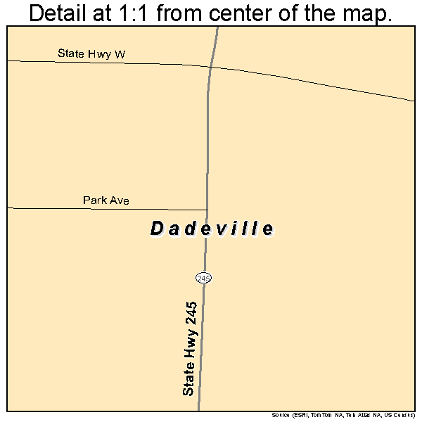 Dadeville, Missouri road map detail