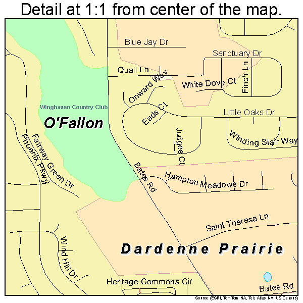 Dardenne Prairie, Missouri road map detail