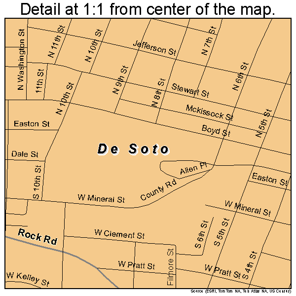 De Soto, Missouri road map detail