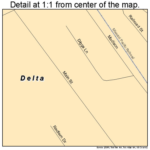 Delta, Missouri road map detail