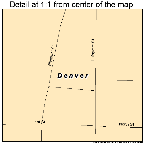 Denver, Missouri road map detail