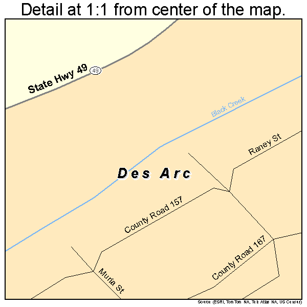 Des Arc, Missouri road map detail