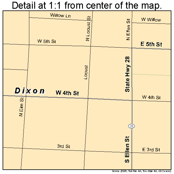 Dixon, Missouri road map detail