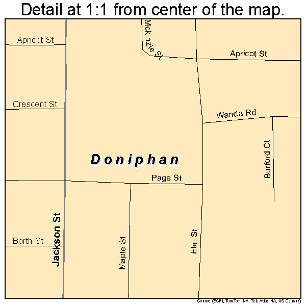 Doniphan, Missouri road map detail