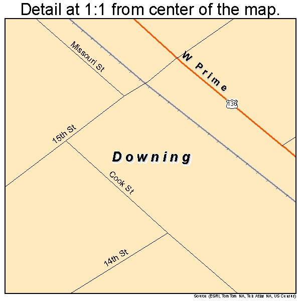 Downing, Missouri road map detail