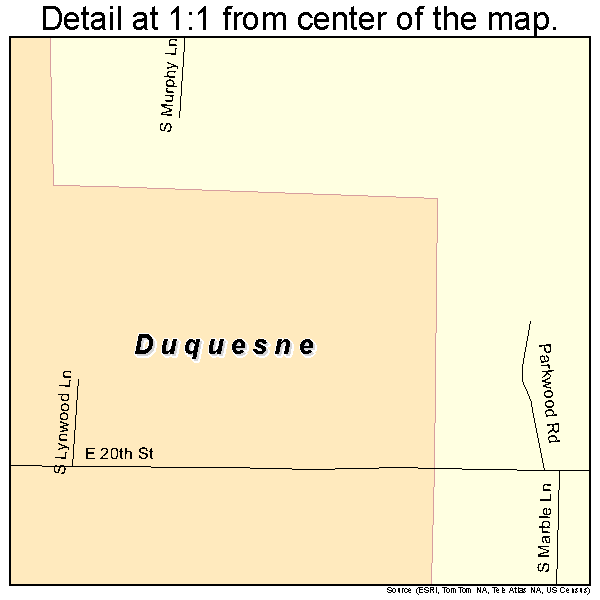 Duquesne, Missouri road map detail