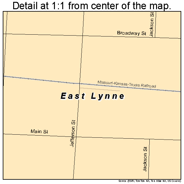 East Lynne, Missouri road map detail