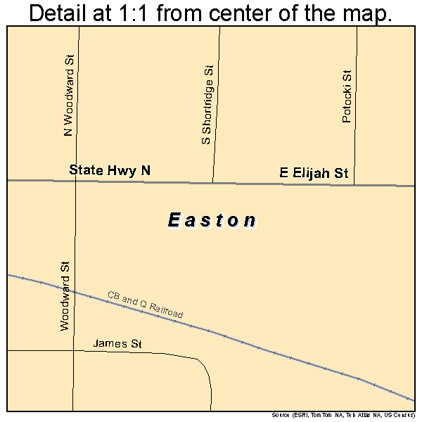 Easton, Missouri road map detail