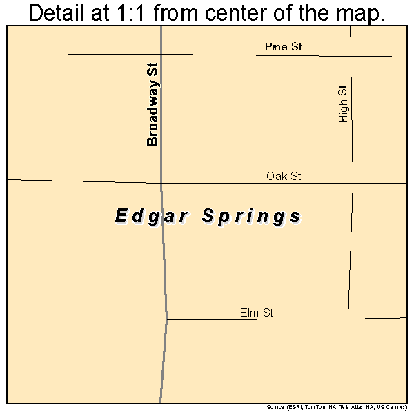 Edgar Springs, Missouri road map detail