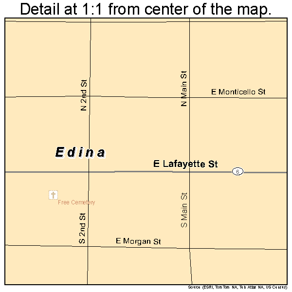 Edina, Missouri road map detail