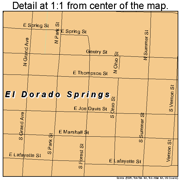El Dorado Springs, Missouri road map detail