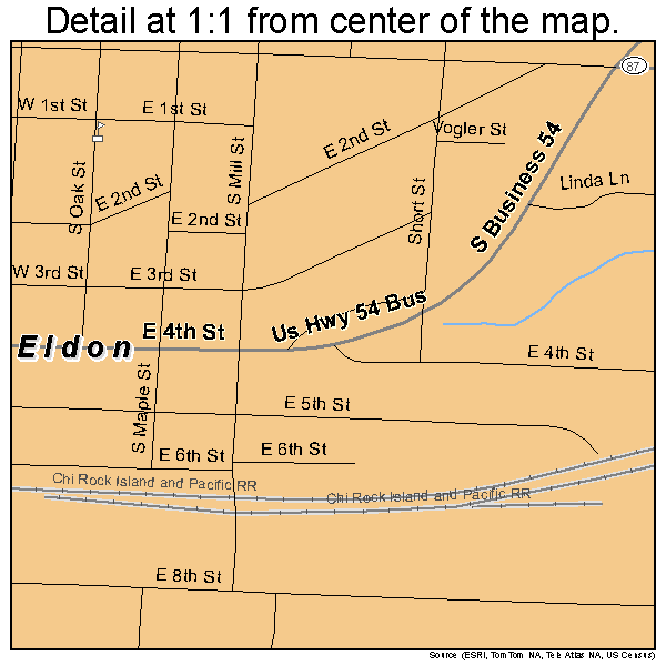 Eldon, Missouri road map detail