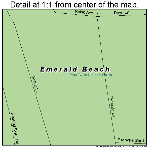 Emerald Beach, Missouri road map detail