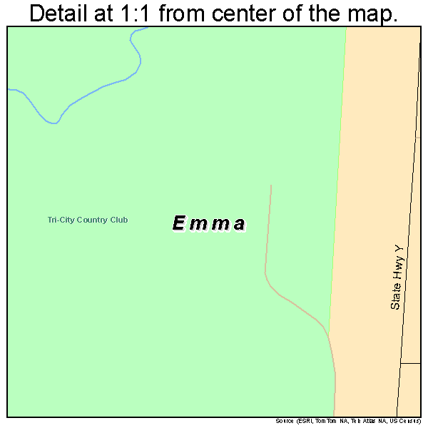 Emma, Missouri road map detail