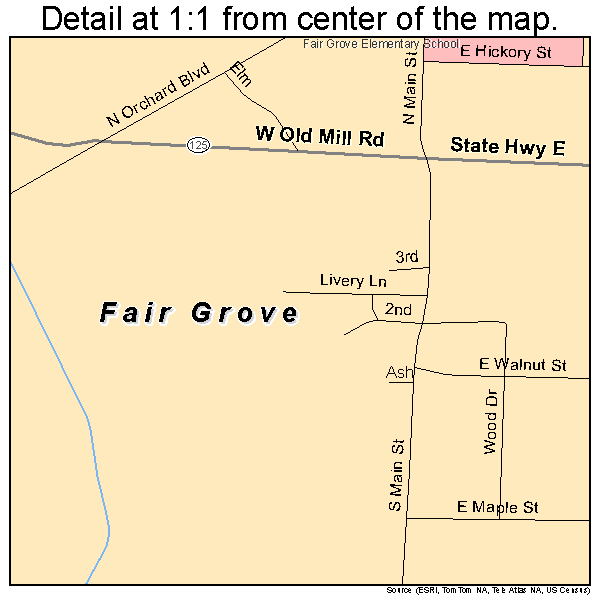 Fair Grove, Missouri road map detail