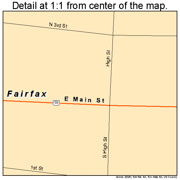 Fairfax, Missouri road map detail