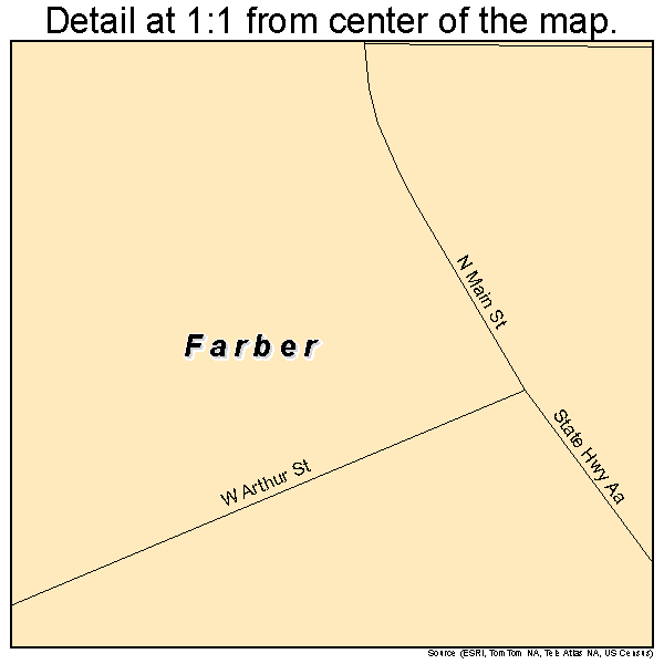 Farber, Missouri road map detail