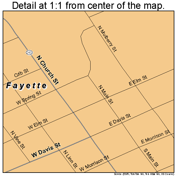 Fayette, Missouri road map detail