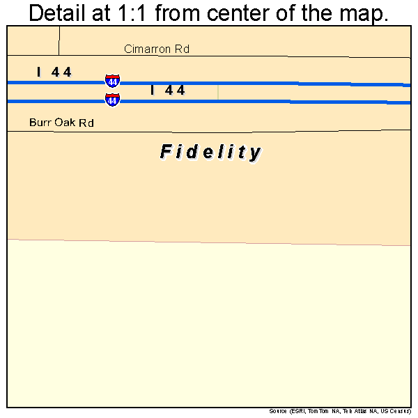 Fidelity, Missouri road map detail