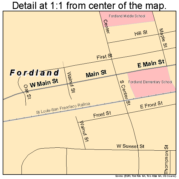 Fordland, Missouri road map detail