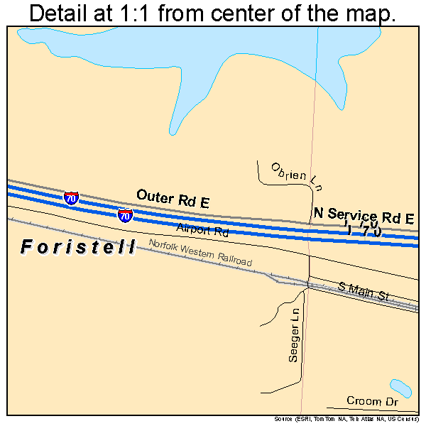 Foristell, Missouri road map detail