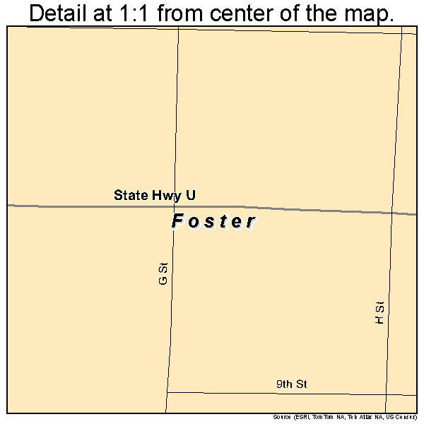 Foster, Missouri road map detail