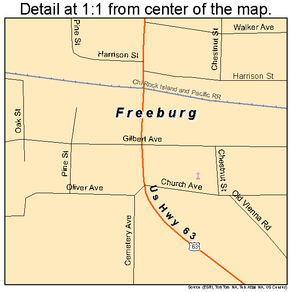 Freeburg, Missouri road map detail
