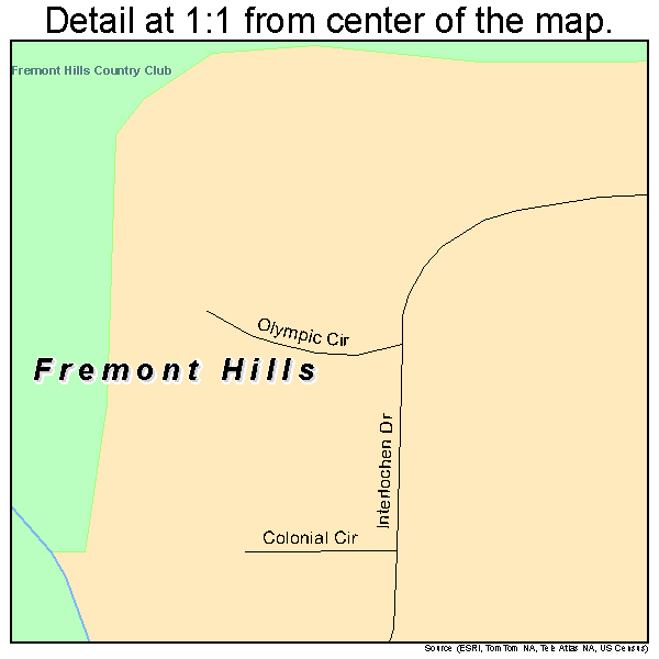 Fremont Hills, Missouri road map detail