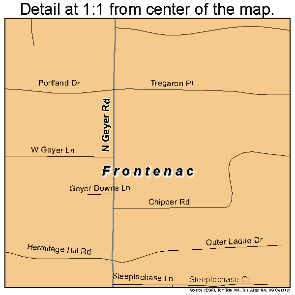 Frontenac, Missouri road map detail