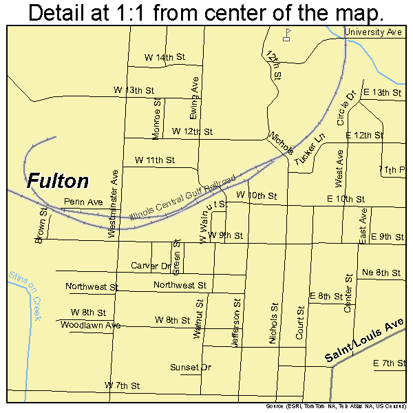 Fulton, Missouri road map detail